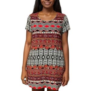 Papillon Large Mini Black Red Dress w/ Pockets Boho Ethnic